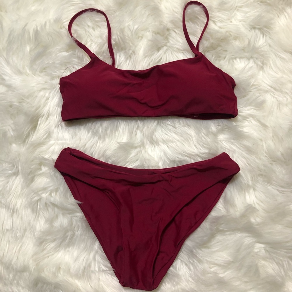 Burgundy Two Piece Bikini Set